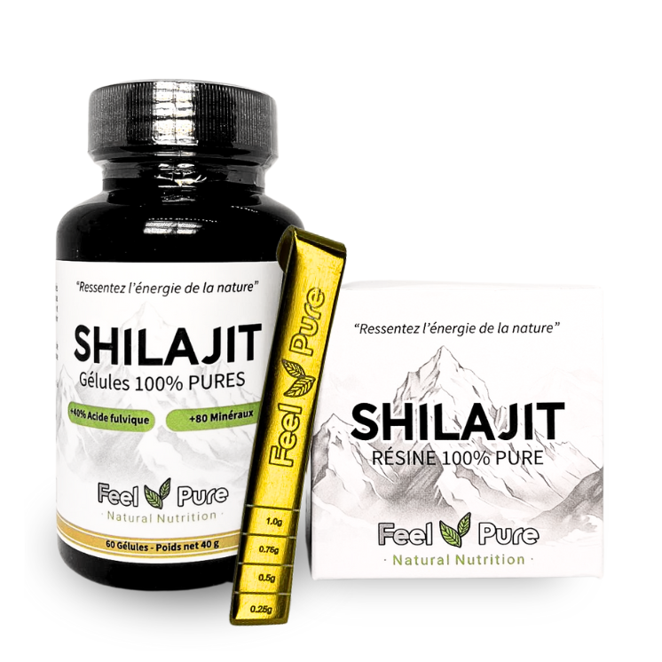 Pack 100% Shilajit : Résine de Shilajit, Cuillère doseuse et Gélules de Shilajit