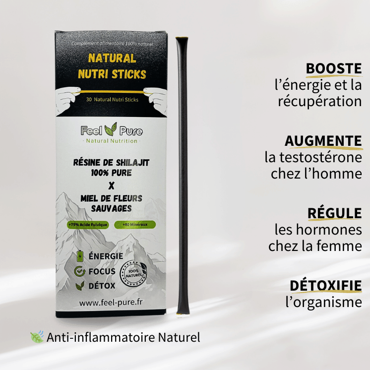 Stick de miel au Shilajit – Texture fluide et goût sucré, idéal pour un boost naturel d’énergie.