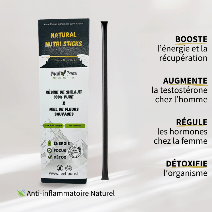 Bienfaits Boite de 7 Sticks de Miel et de Shilajit