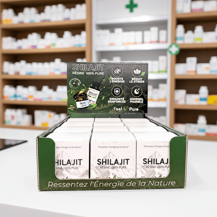 Présentoir pour 12 boites de Résine de Shilajit